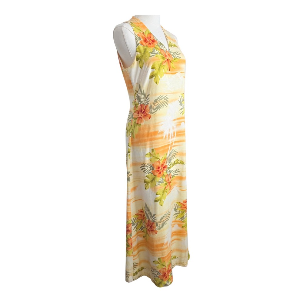 Tommy Bahama Vintage Orange Silk Tropical Floral Palm Tree Sunset‎ Maxi Dress 4 - Picture 3 of 12